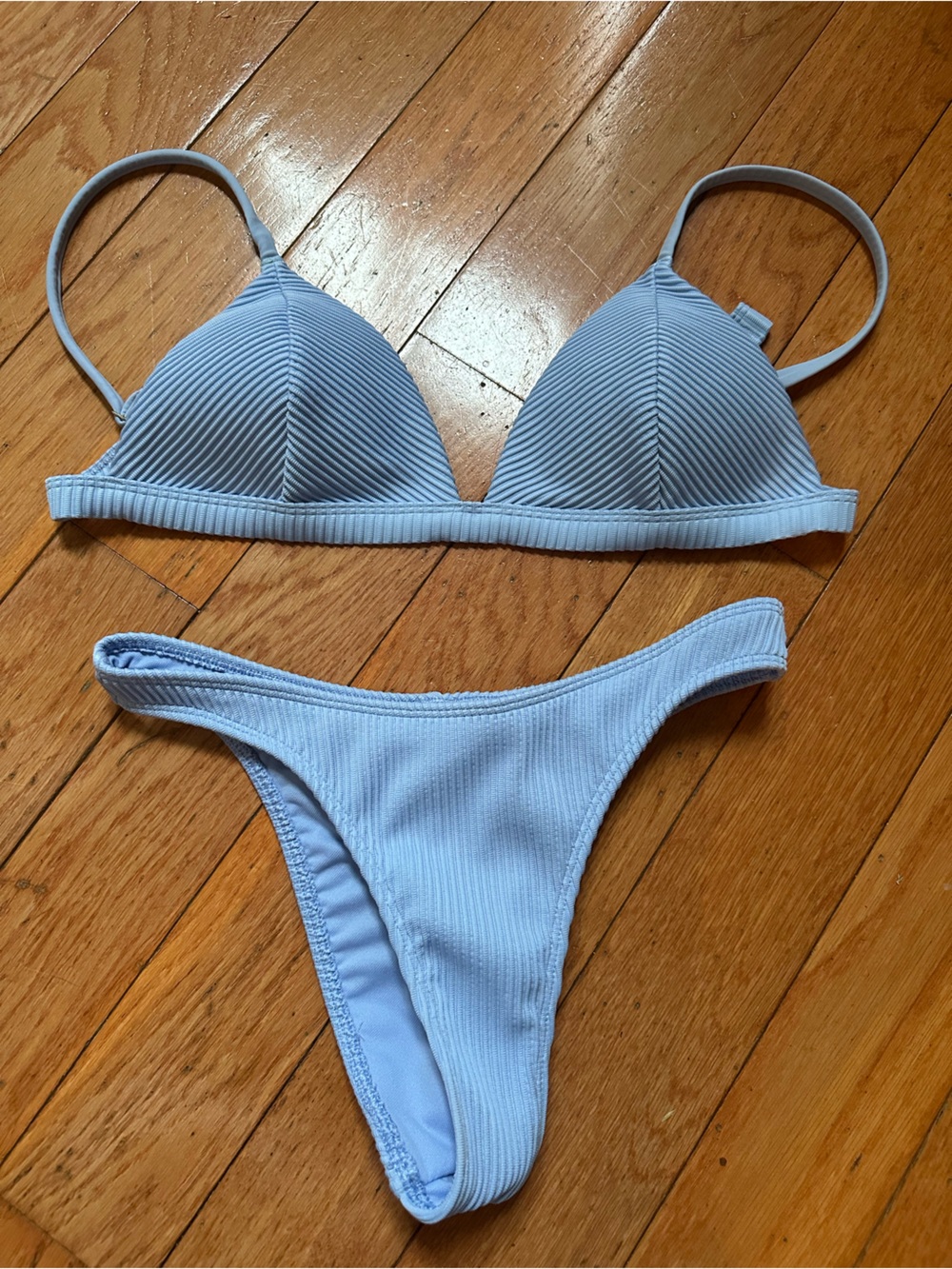 Hollister Light Blue Ribbed Bikini Top